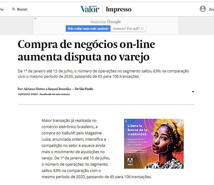 Compra de negcios on-line aumenta disputa no varejo